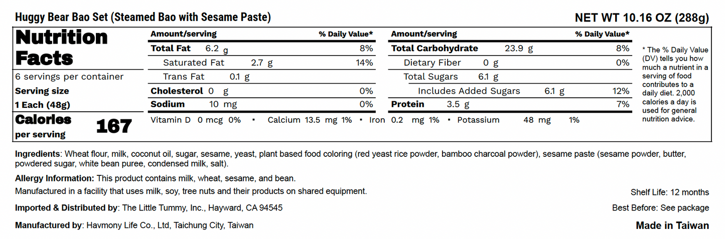 Huggy Bear Bao Set (with Sesame Paste)