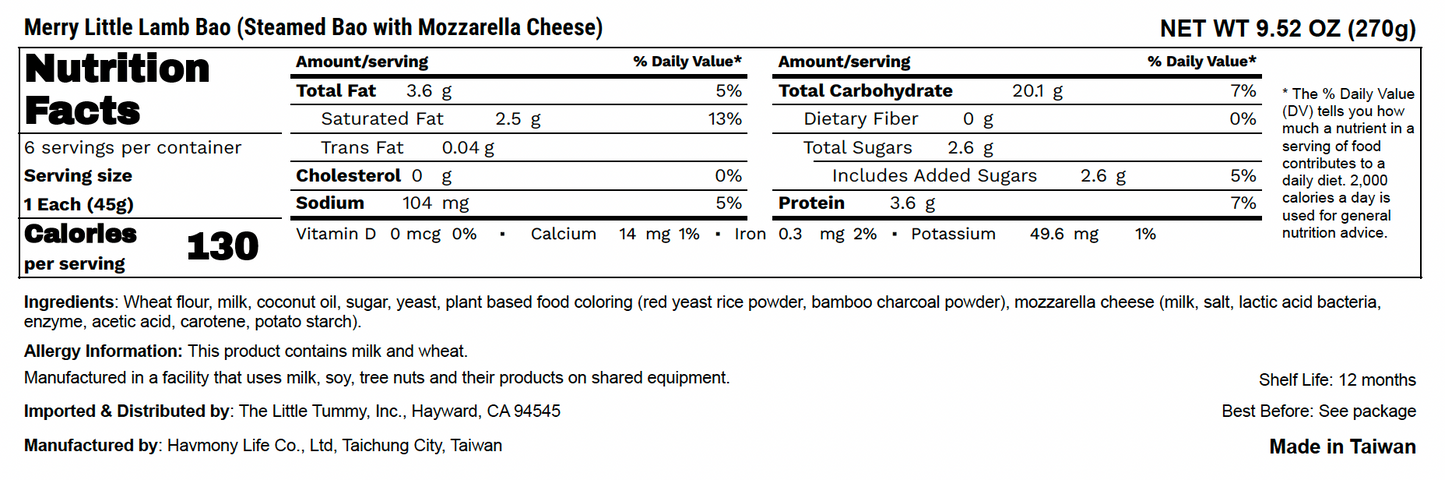 Merry Little Lamb Bao (with Mozzarella Cheese)
